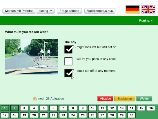 Fragebogen auf Englisch (www.my-Führerschein.de)