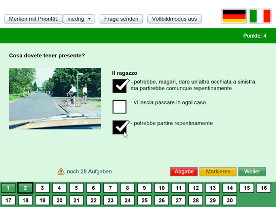 Fragebogen auf Italienisch (www.my-Führerschein.de)