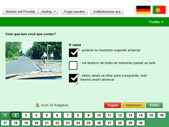 Bild: Fragebogen auf portugiesisch (www.my-Führerschein.de)